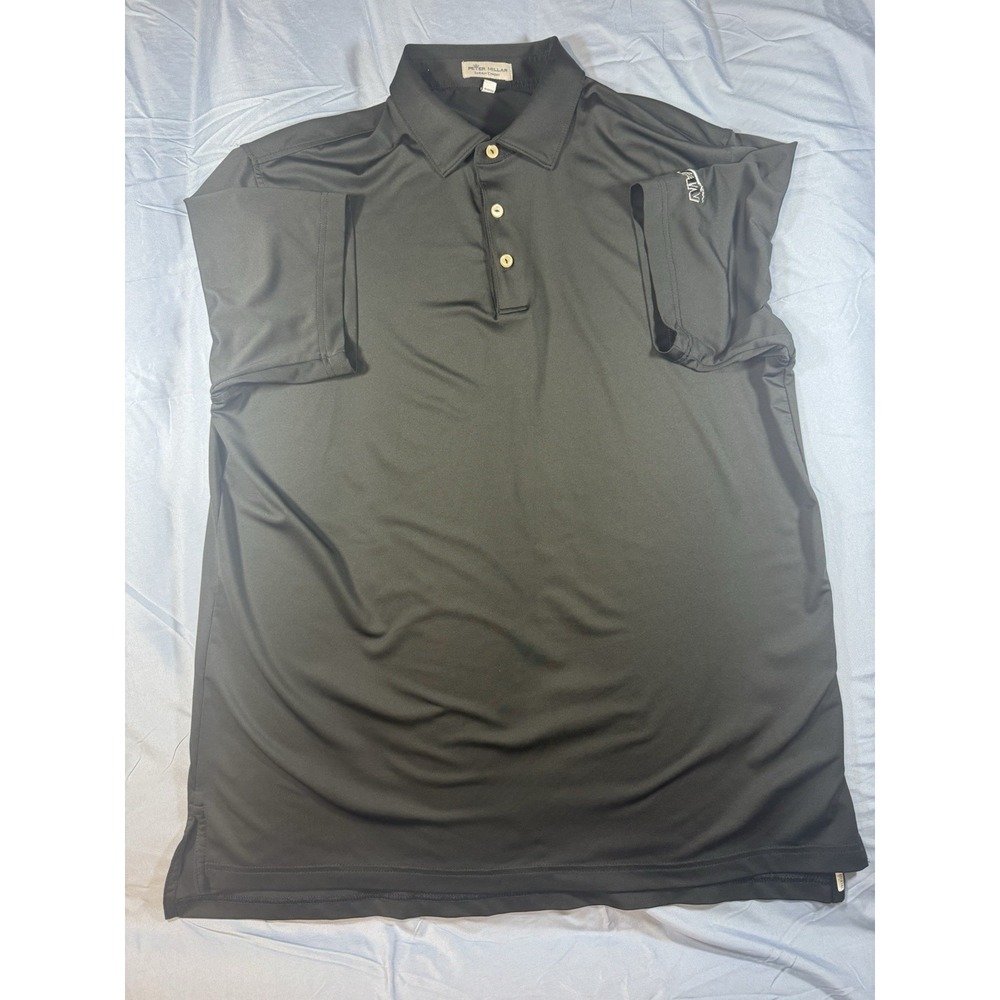 Peter Millar Summer Comfort Men's Black Short Sleeve Polo Shirt Size Large